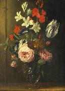 Jan van den Hecke Flower still life in a glass vase oil painting artist